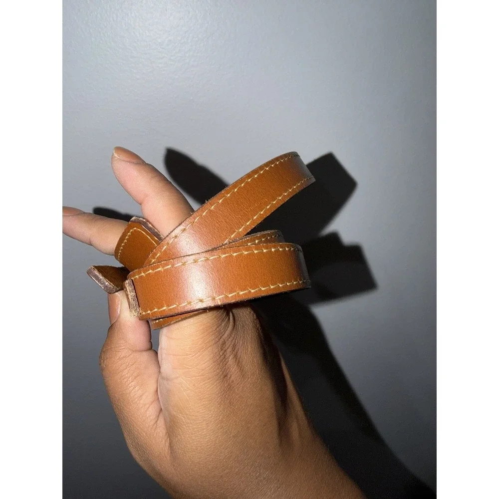 Genuine Leather Belt Size 36 Brown Tan Dress Casual Silver Buckle 38.5